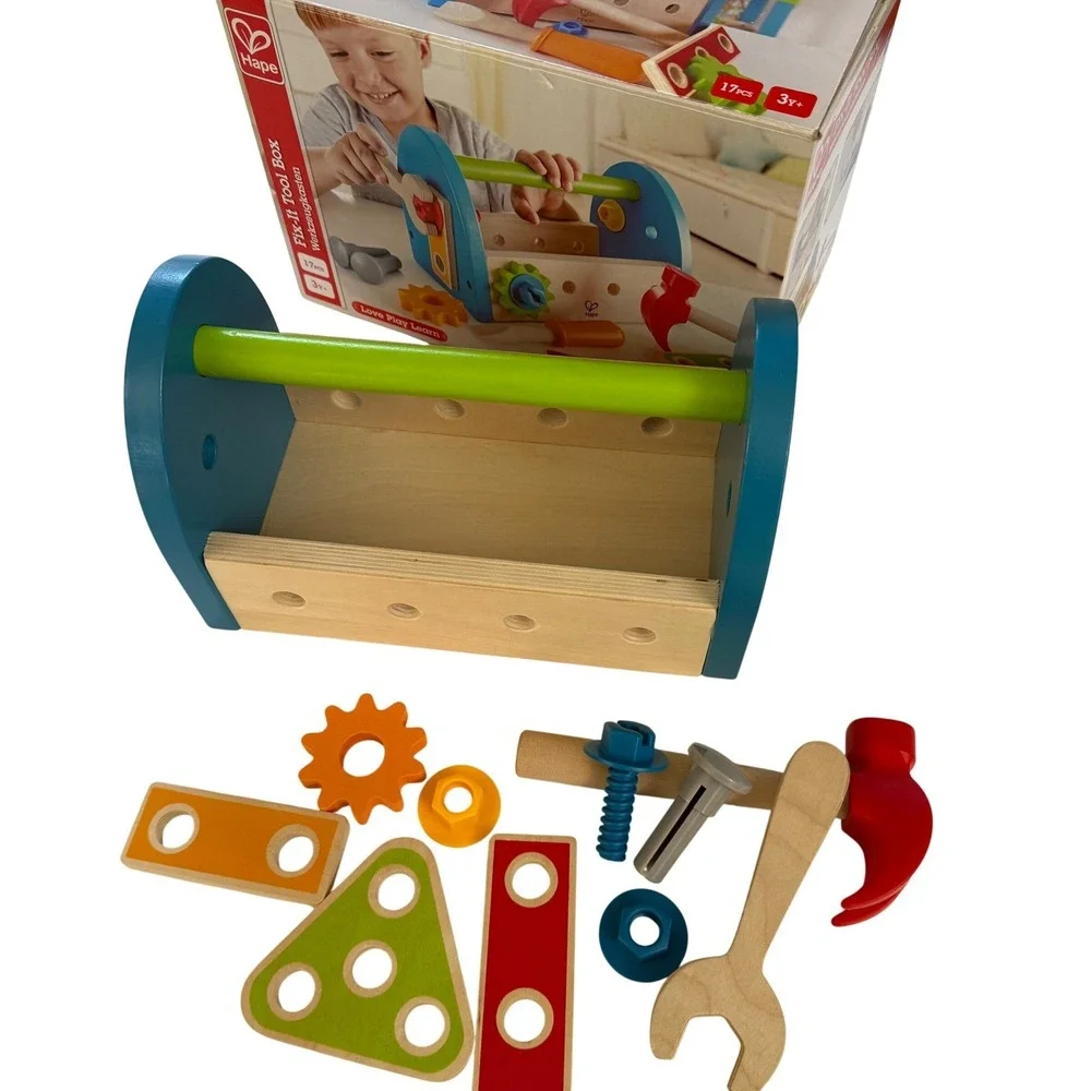 Hape Fix It Tool Box Wooden Toy‎ Set w/ Box – Partial Set + Extra Tools